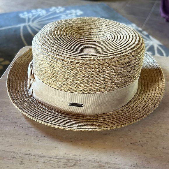 Nine West 100% Paper Brimmed Bucket Hat Grosgrain Bow Ribbon OS - Picture 1 of 7